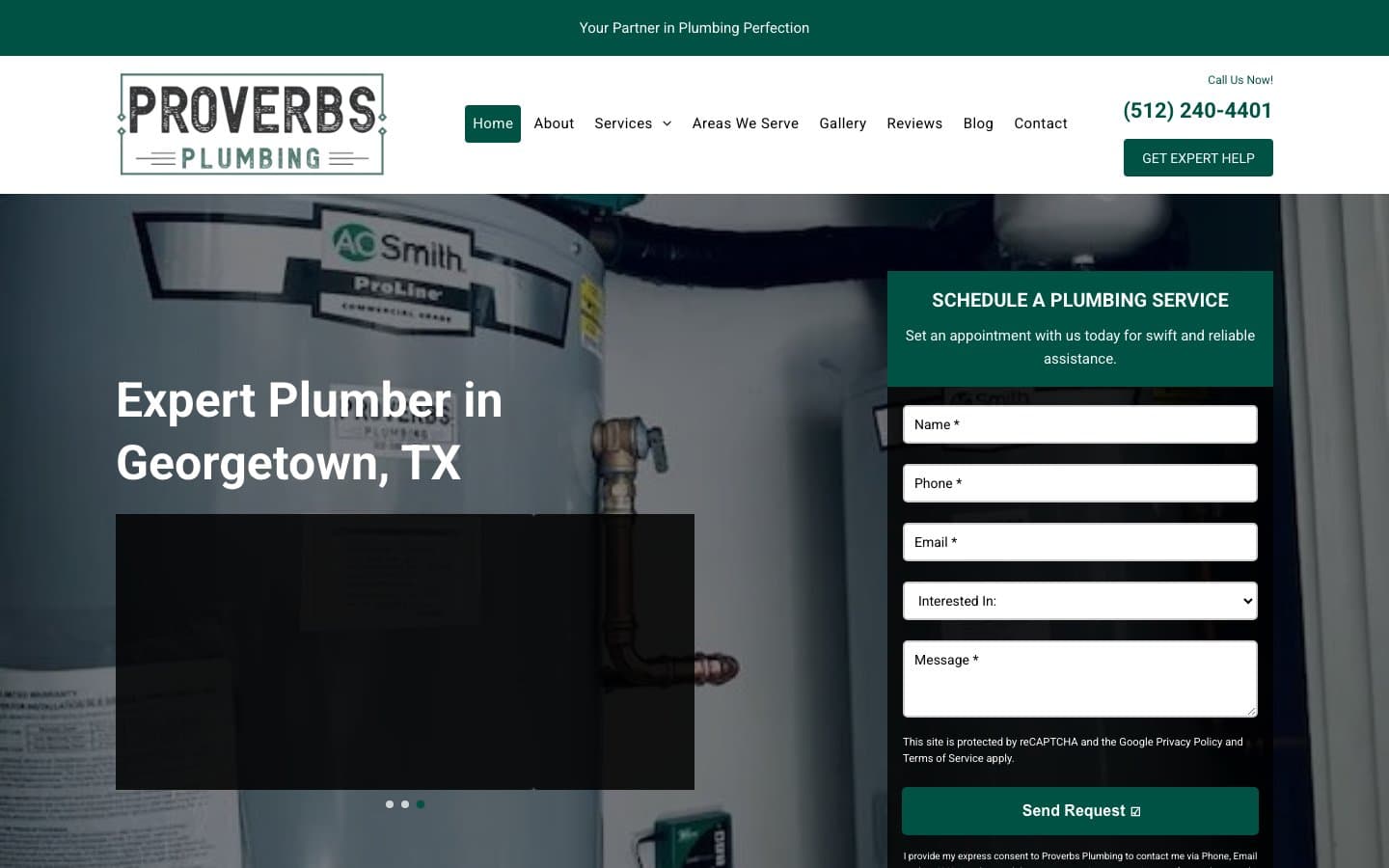 Proverbs Plumbing website — built by Roundhouse Plumber Marketing